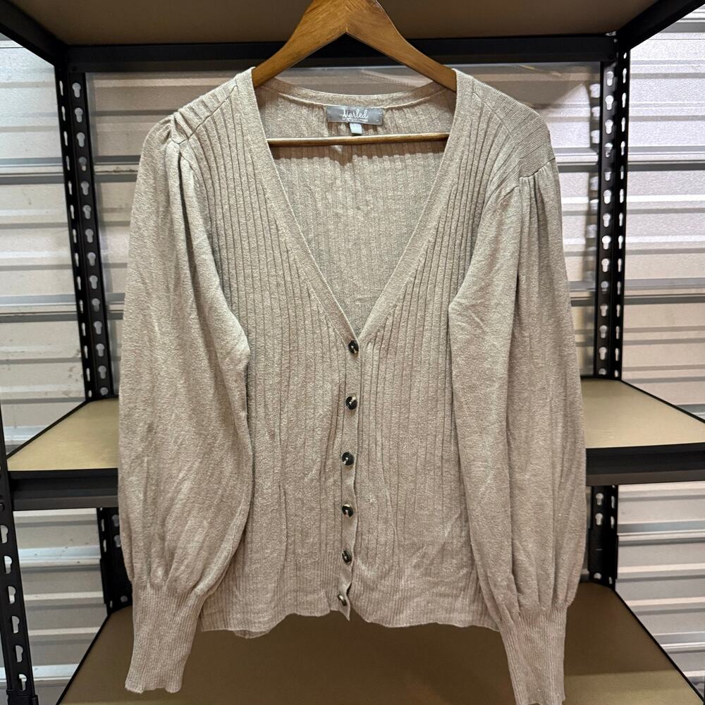 Marled Reunited Clothing Cream Button Front Cardigan Women's L